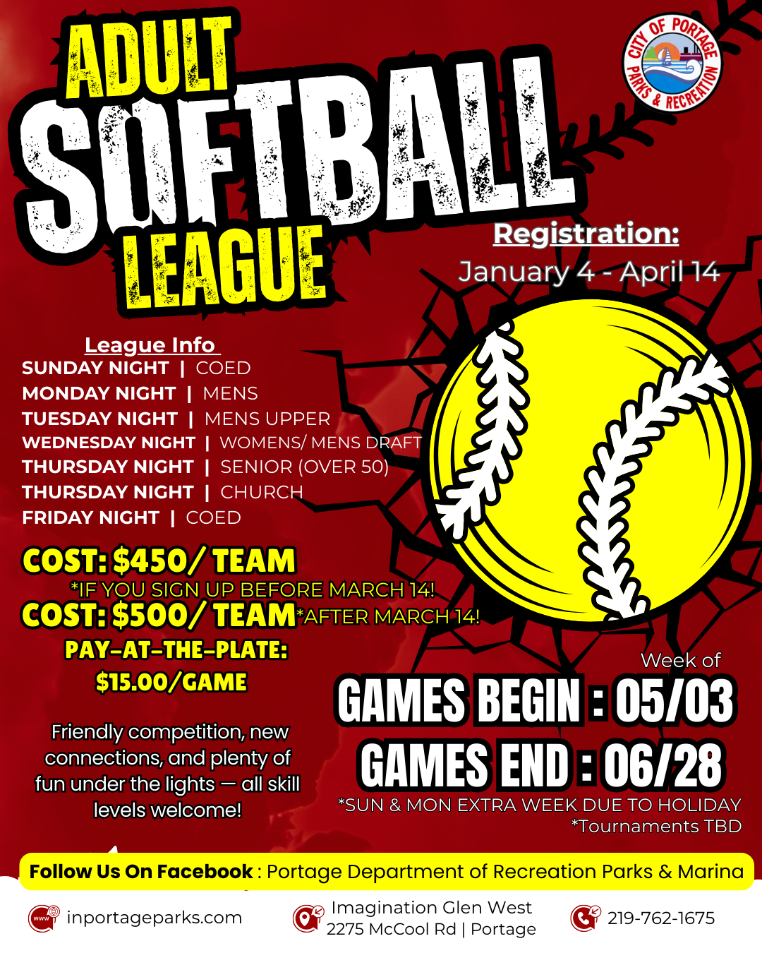 2026 Updated Adult softball flyer